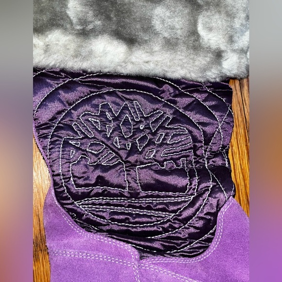 Women’s Timerland snow boots size 6.5 faux fur suede genuine leather purple - Picture 5 of 6